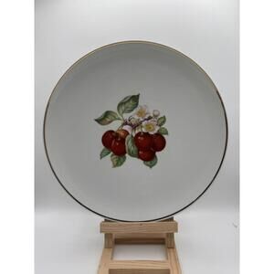 Vintage Hutschenreuther Germany Porcelain Serving Platter Cherry 13.25" Gold Rim
